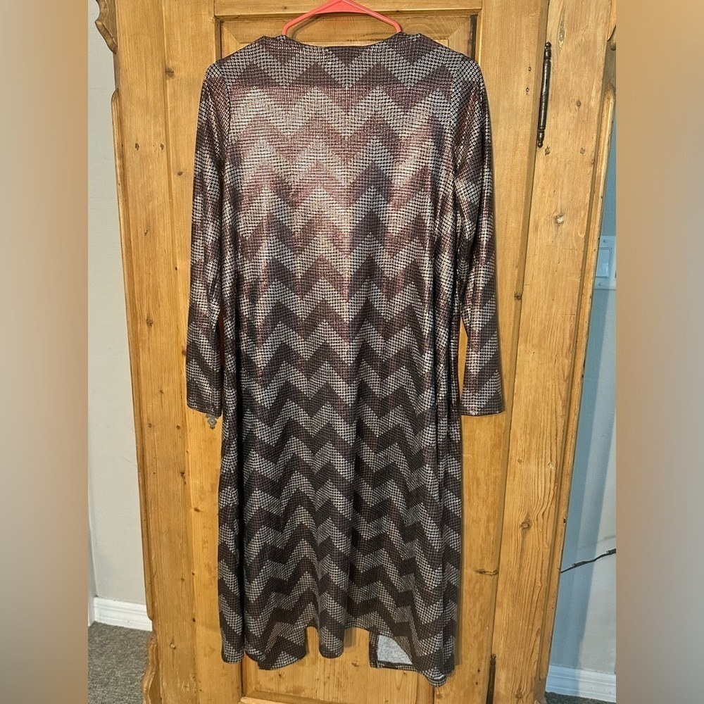 Duster Bronze & Gold Metallic Chevron Pattern Size Small Whimsigoth Magical